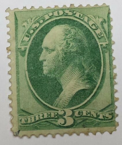 U S SCOTT 147-1870-1871 3 CENT WASHINGTON-GREEN-MINT/HINGED/SOME GUM-C.V.$300.00