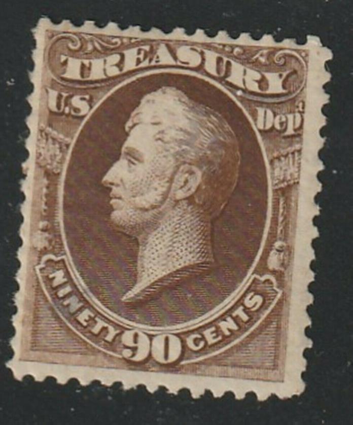 US O82 Treasury Official, 90c bright brown Perry, 1873, Superior classic $500