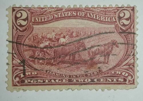 Travelstamps: 1898 US Stamps Scott # 286, Farming in the West, 2cents, used, ng