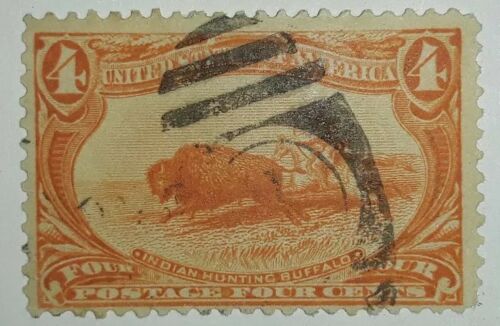 TRAVELSTAMPS:1898 US Stamps Scott # 287, Indian Hunting Buffalo, used, ng, 4cent