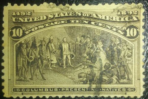 Travelstamps:1893 US Stamps Scott #237 Presenting Natives 10cents used, ng