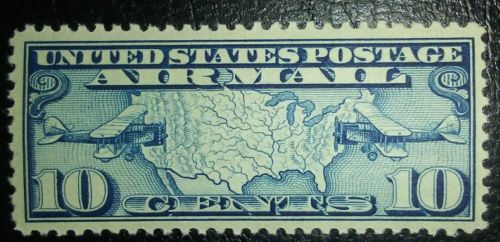 Travelstamps: 1926-30 US Stamps Scott # C7 mnh og, mint, Map of US and Airplanes