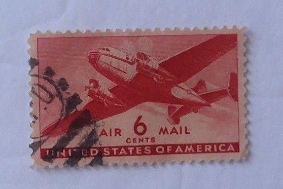 Stamp US 1941 6 Cent Skymaster Carmine Airmail   Stamp Used