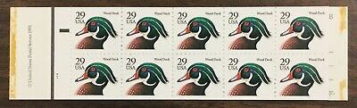 {BJ Stamps } BK173   Wood Duck,  black numbers.  $2.90 Booklet 2443a, 29¢ 1991.