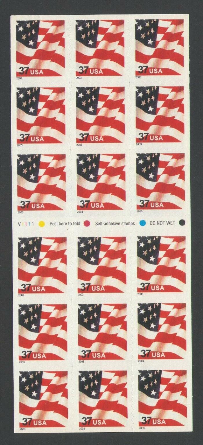US Sheet of 37 cent 2003 US Flag Stamps, Scott 3637a