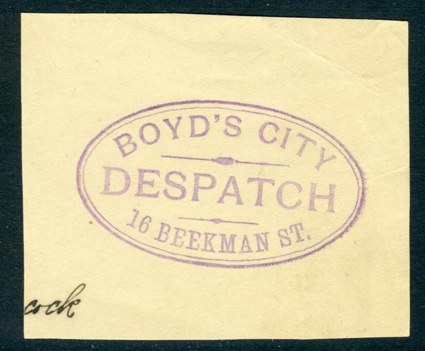 USA 1860 Boyd's Local Post Cut Square Handstamp N797