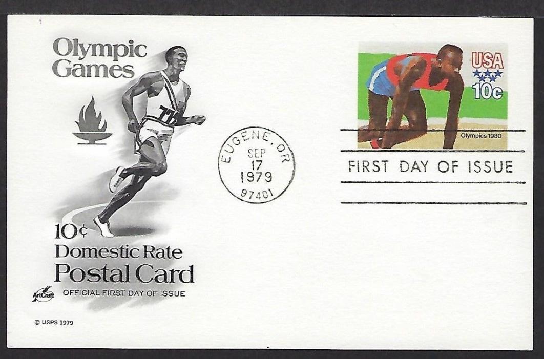 UX80 Art Craft FDC - 1980 Olympics featuring the Sprinter - 10 Cent Post Card