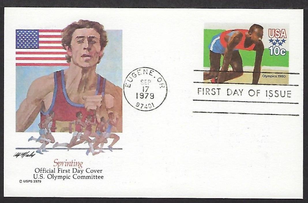 UX80 Fleetwood FDC - 1980 Olympics featuring the Sprinter - 10 Cent Post Card