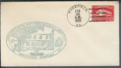 US 1932 double printed cover Wakefield Washington comission 2 scans