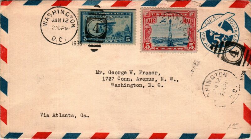 CSS - 1929 5c Blue Airmail, Used with 650 & C11 - D15