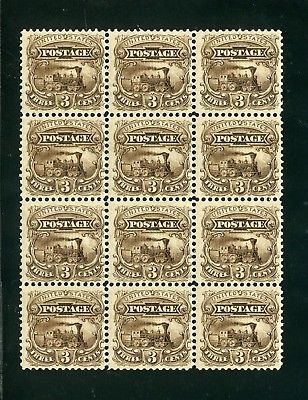 UNITED STATES SCOTT#114-E6d block of 12  TRAIN BROWN ESSAY WITH GRILL &  GUM nh