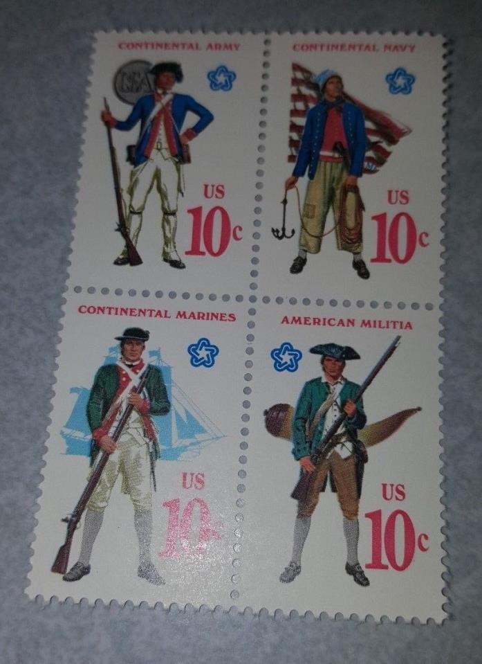 US MNH Postage Stamps -Scott #1565 - #1568 Bicentennial Military 10c   FV 40c