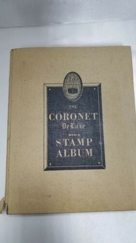 The Coronet Deluxe World Stamp Album with Stamps 1957, some stamps inside