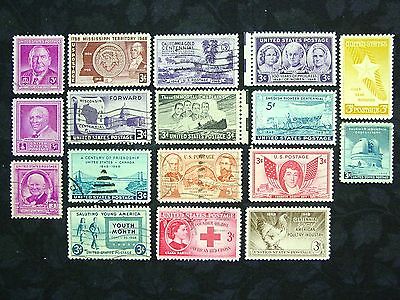 United States, 1947, Commemoratives, Scott 953-69, 17 Stamps, 3 Cent, Used