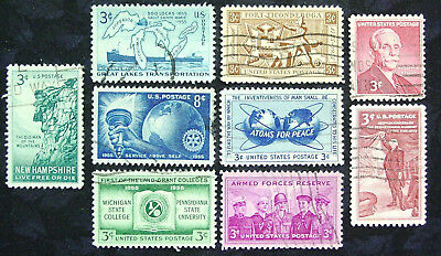 United States, 1955 Commemoratives, Scott 1064-72, 9 Stamps, 3 Cent, Used