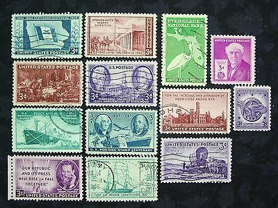 United States, 1946-47 Commemoratives, Scott 939-52, 13 Stamps, Used