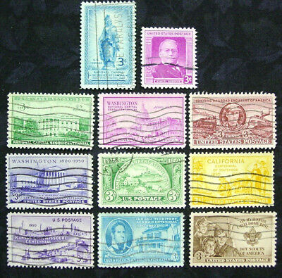 United States, 1950 Commemoratives, 11 Stamps, Scott 987-997, Used