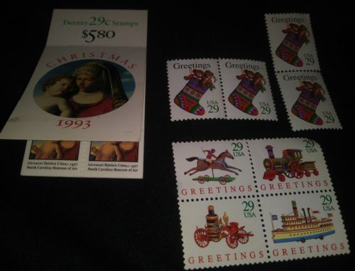 US Christmas Postage Stamps $0.29 Vintage Assorted Unused Lot of 20
