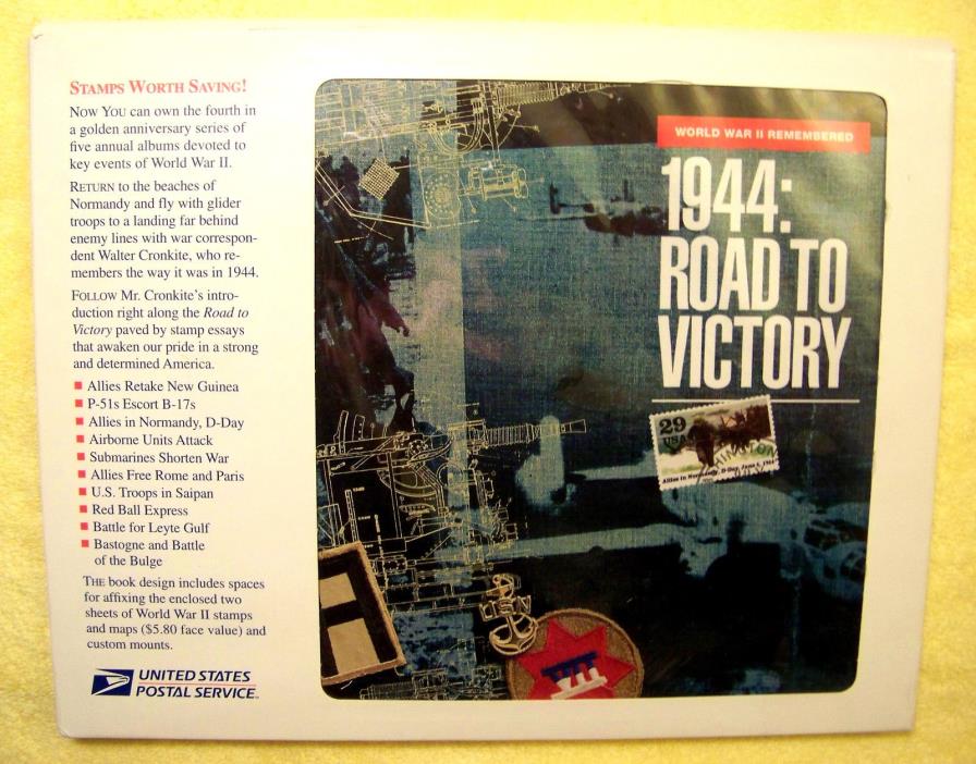 NEW/UNUSED: WWII Remembered, 1944 Road To Victory, Mint Stamp Set And Book