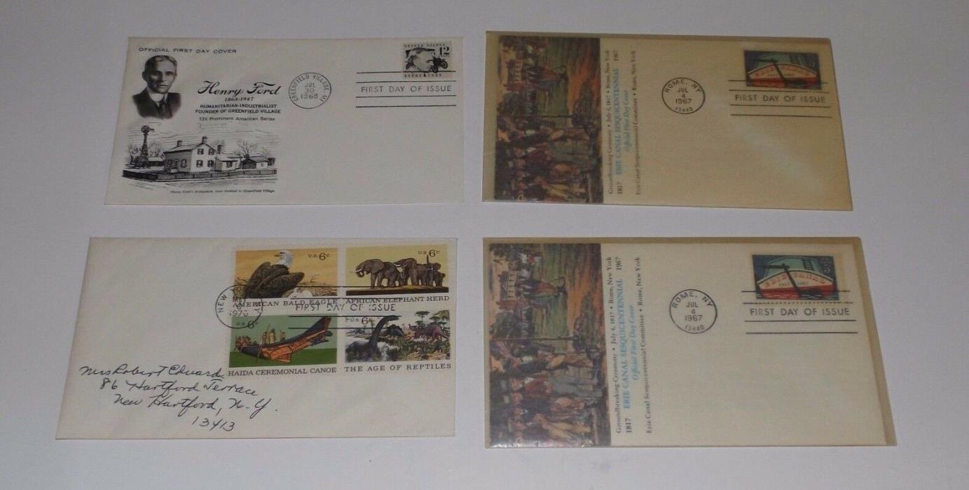 Lot of Vintage Stamps Day Of First Issue Envelopes Erie Canal Henry Ford