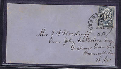 SCOTT# CSA 16X1 5c ON COVER TIED CHARLESTON SC 1861 PMK, PF CERT. GEM!