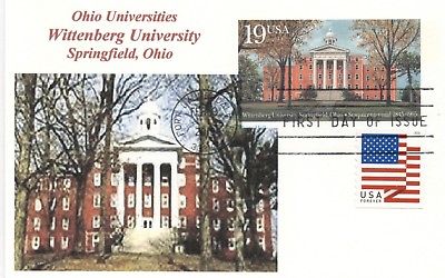 WITTENBERG UNIVERSITY Springfield. Ohio Cacheted Postal Card UX-175 Handstamped