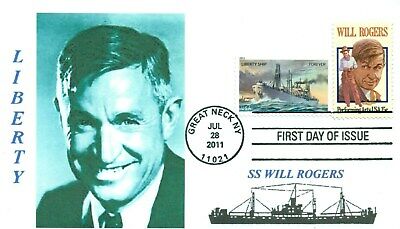 WILL ROGERS Liberty Ship named: Actor Humorist PortraitCachet First Day of Issue