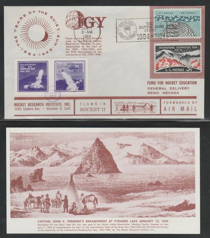 1964 US - RRI Pyramid Lake IGY,IQSY Rocket 2 - EZ 56C2a