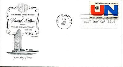 1970 UN 25TH ANNIVERSARY UNITED NATIONS ARTMASTER CACHET UNADDRESSED  FDC