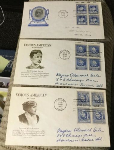 Famous Americans Blocks Of Four FDC