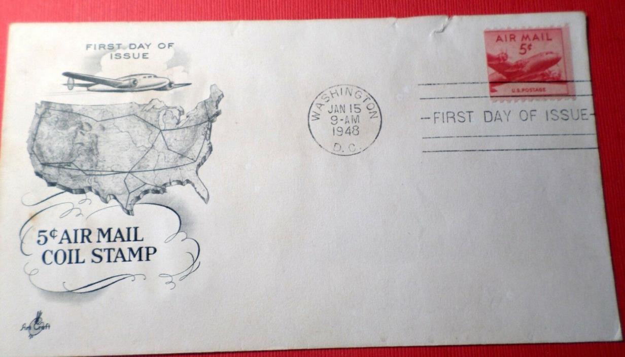 1948 2 Cent Air Mail Coil Stamp FDC C-001
