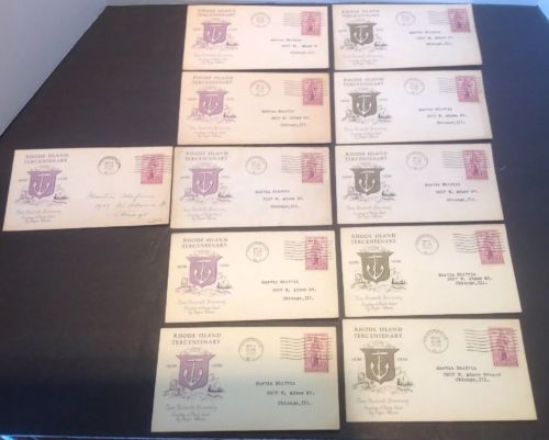 11 First Day Issue Cover Cache 1936 Rhode Island Tercentenary Stamps Postage
