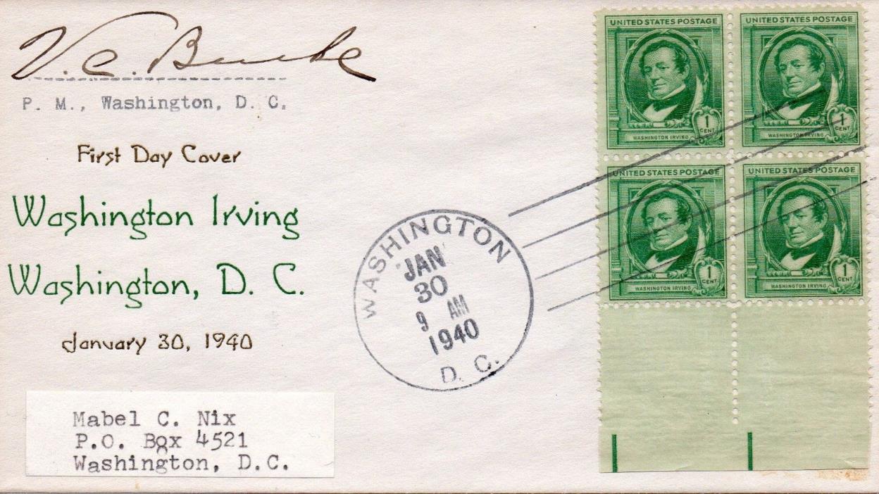 US 2nd Day #859 Irving, Nix, Signed By Postmaster (6850)