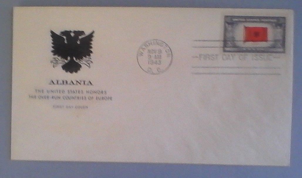 First day of issue, 1943 Overrun Countries, Albania, Scott # 918