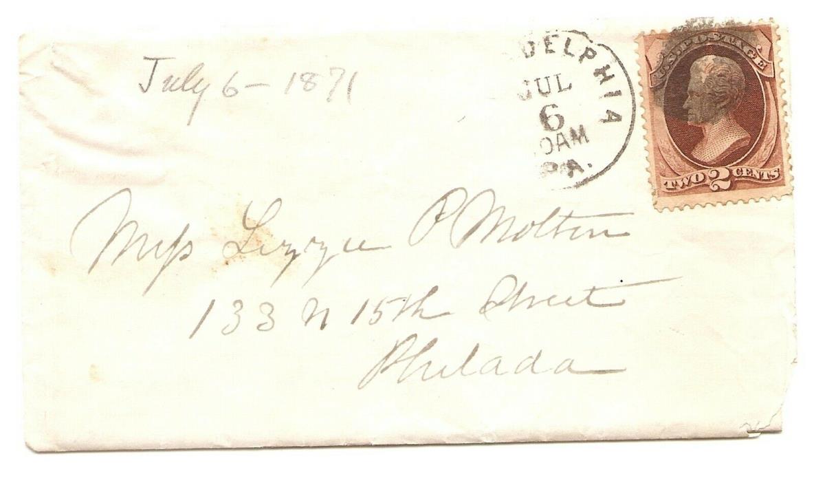 U S Stamps Scott #146 COVER, JACKSON, PHILADELPHIA,W/CORRESPONDENCE,July 6,1871