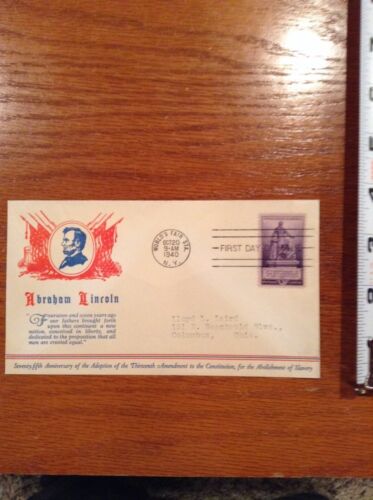 1940 Abraham Lincoln World's Fair First Day stamped mail stamp envelope NY New Y
