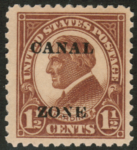 Canal Zone #72 1925 1 1/2c Perf.11 UNUSED,POG Overprint Error Stamp