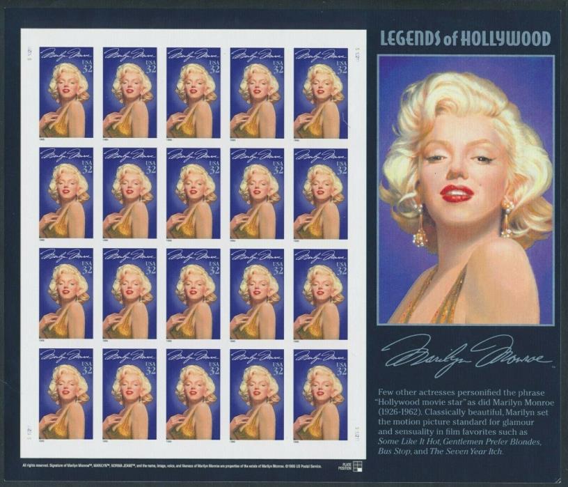 2967a, MNH RARE 32¢ Marilyn Monroe Imperforate Error Sheet Of 20 - Stuart Katz