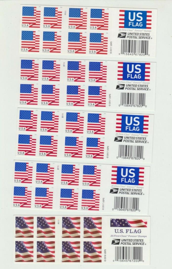 100 FOREVER STAMPS ***BELOW FACE VALUE-WePayTheFreight** 5 SHEETS OF 20 AS SHOWN