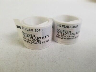 Forever Stamps - 2 x Rolls / Coil of U.S. Flag 2018 Forever Stamps - 200 Stamp