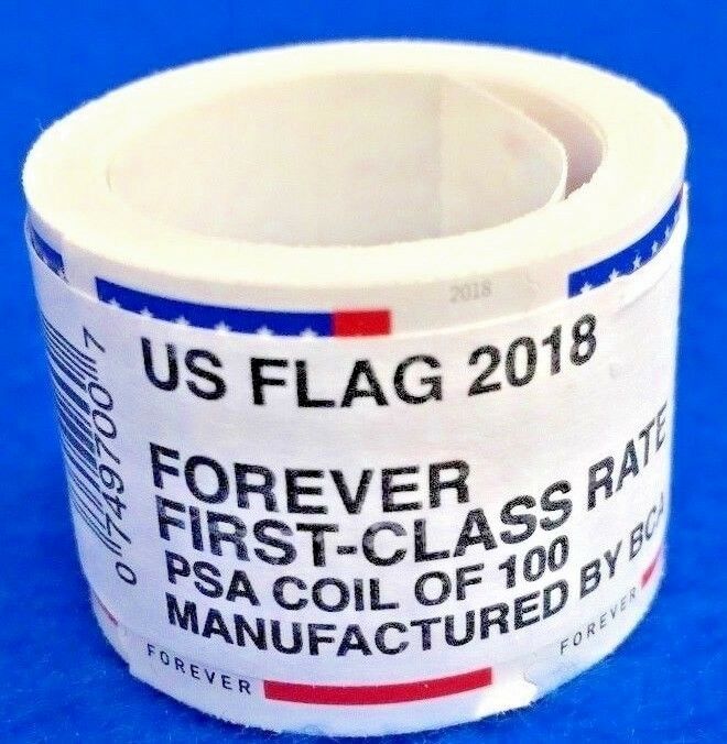 One Roll Of 100 Forever 2018 U.S. Flag Coil Stamps FV