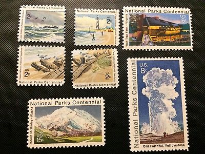 1972 US Stamp 1448-1453 2c 8c 15c Parks set McKinley Faithful Wolf MNH