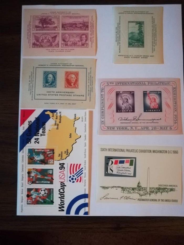 US Scott  # 778, 797, 948, 1075, 1311, 2837 Souvenir Sheets postage STAMPS Mint
