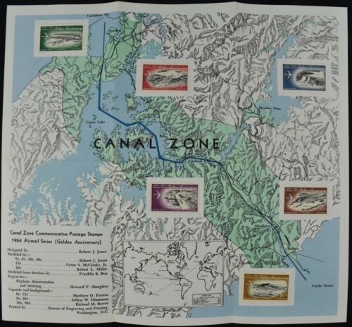 Canal Zone 1964, 8c Air FDC + Mint Set On Map Poster #C51808
