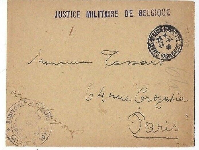 1916 Belgium WWI Military Justice, Calais to Paris France,