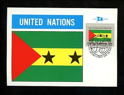 UN United Nations FDC NY #455 Maximum Card Flag Series Sao Tome Principe 1985