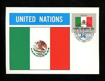 UN United Nations FDC NY #453 Maximum Card Cachet Flag Series Mexico 1985