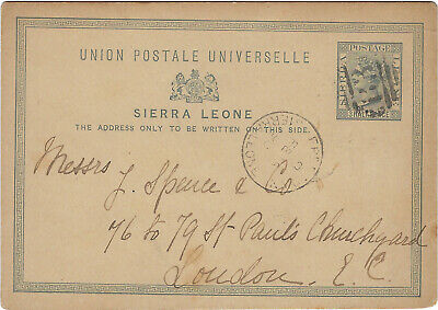 SIERRA LEONE:1890 3 HalfPence  Postal Card H &G2 used to UK