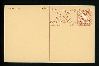 Postal Stationery H&G #20 India NFS Hyderabad postal card 1937 Vintage