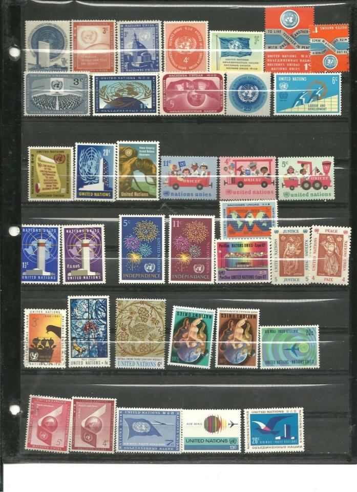 UNITED NATIONS, 45 DIFFERENT PLUS 1 SOUVENIR SHEET, MINT, NEVER-HINGED